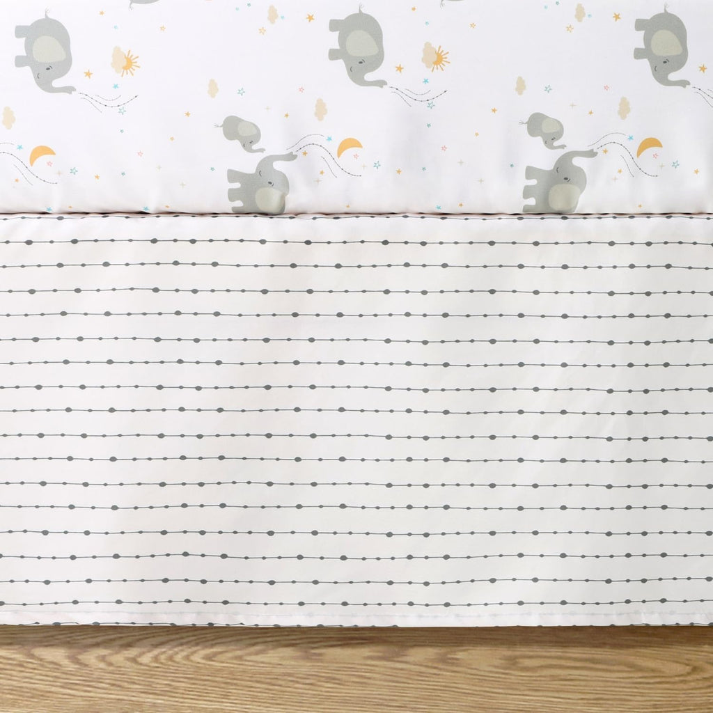 3 Piece Elephant Whimsy Baby Crib Bedding Set Boy or Girl, Nursery Decor Boy Crib Comforter Set, Classic Neutral