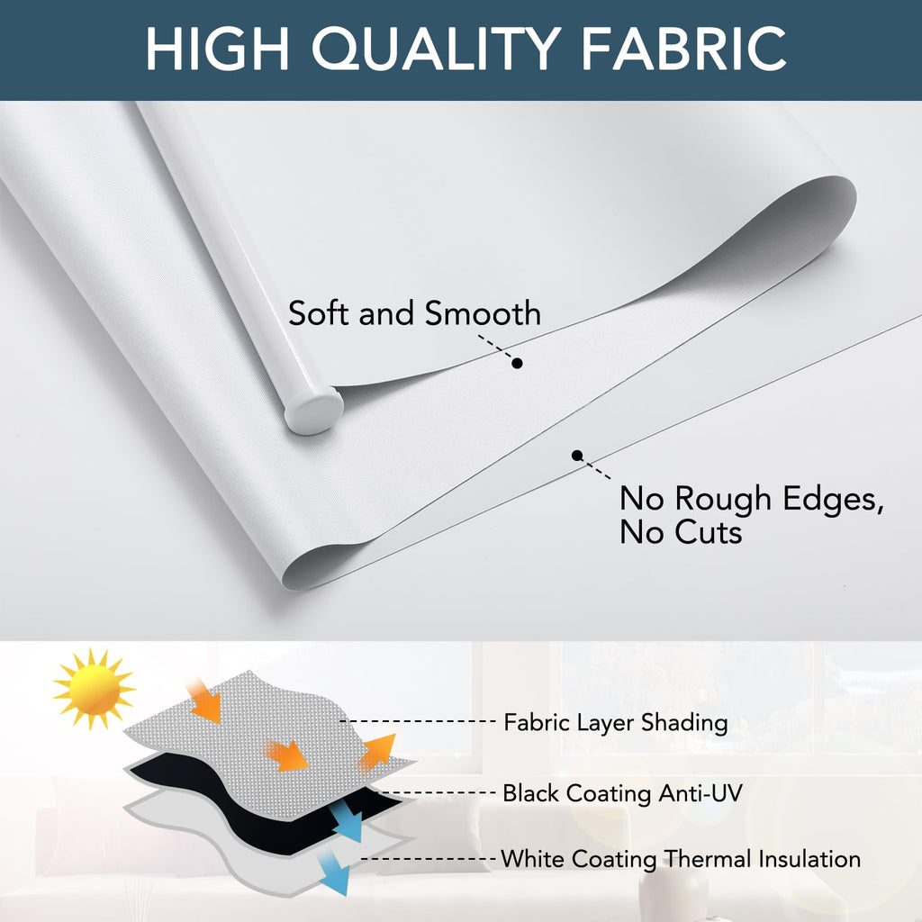 Roller Window Shades Free-Stop Cordless Blackout Blinds, Thermal Insulated Pull Down Shades for Windows, UV