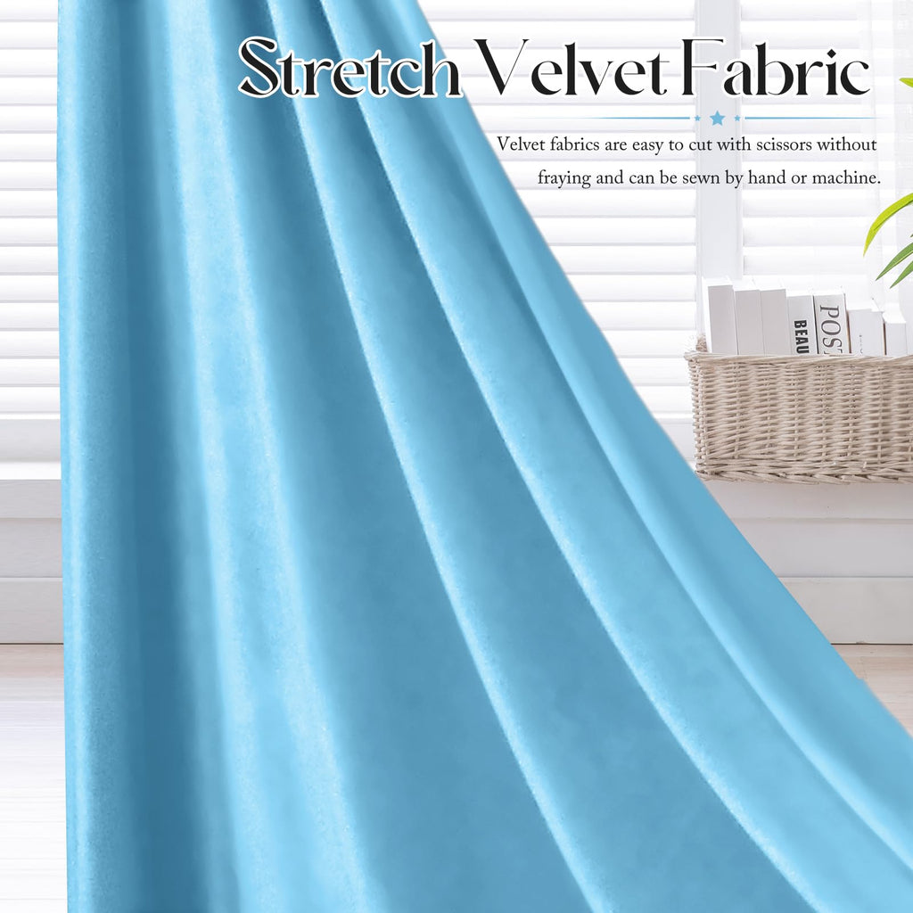 5 Yard Stretch Velvet Fabric, Baby Blue, 60 Inch Wide