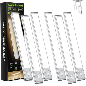 6 Pack Under Cabinet Lighting, 12in Rechargeable Motion Sensor Light Indoor