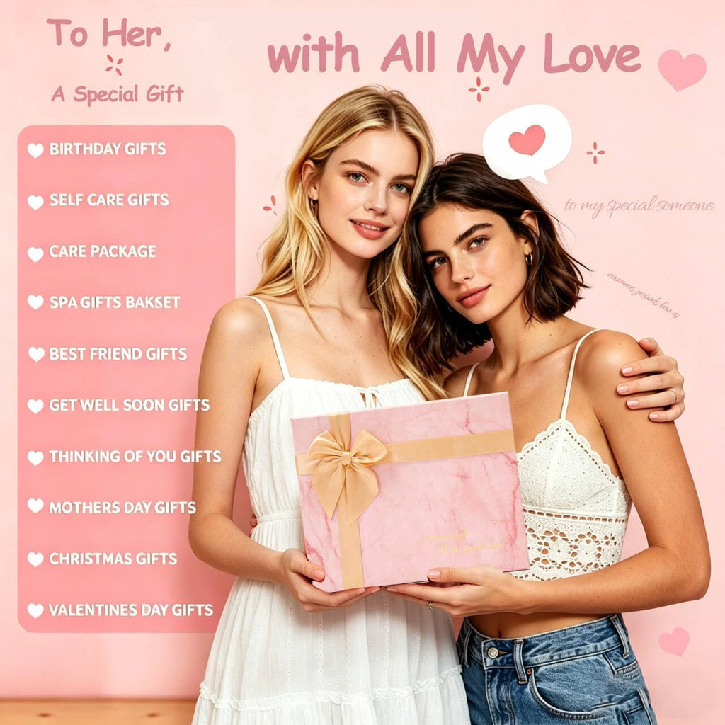 Birthday Gifts for Women, Hampers Gift Box, Female Relaxation Self Care Package Spa Bath Set,Thank You Gifts - Set of 18