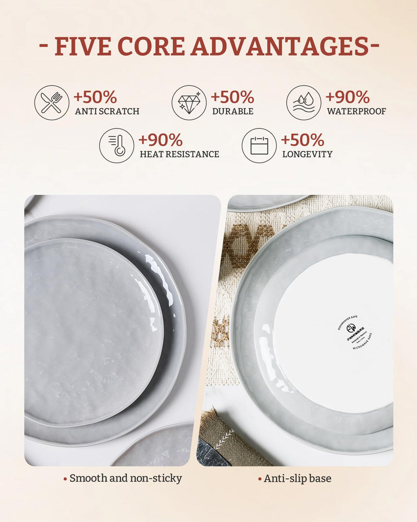 Porcelain Dinnerware Set for 4, 16-Piece, Sleek Grey