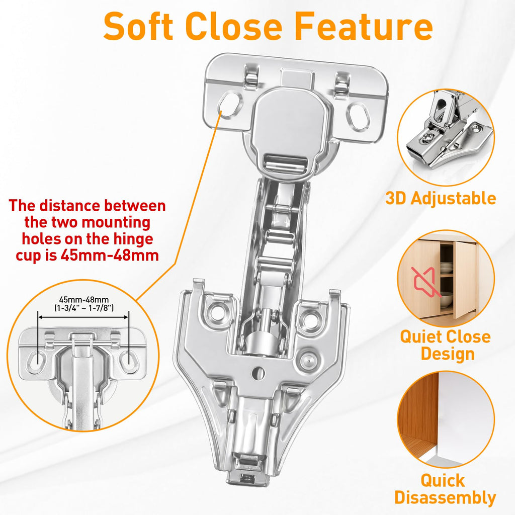 175 Degree Hinge Face Frame Cabinet Doors Hinges, Universal 45/48mm