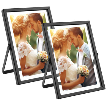 5x7 Floating Picture Frames 2 Pack, Black Vertical