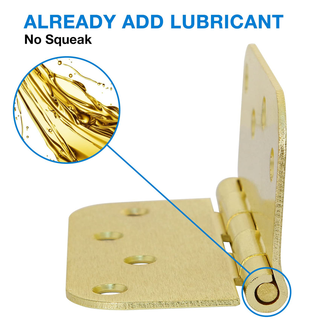 3 Pack 4 Inch Gold Door Hinges Interior with 5/8" Radius Corners