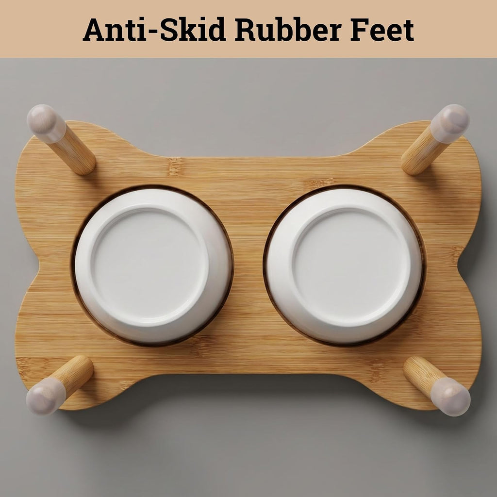 Elevated Dog Bowls for Small Dogs, Set of 2 Ceramic Dog Bowls with Stand