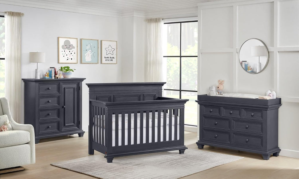 4-in-1 Convertible Baby Crib, Midnight Slate, Green Guard Gold Certified