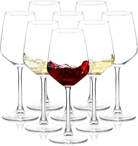 Wine Glasses Set of 8, 12oz Clear Red/White, Long Stem Wine Glasses and Home