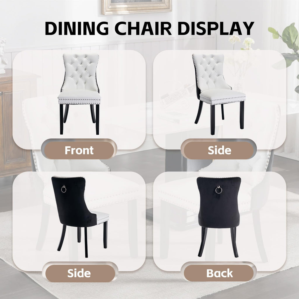 3-Pieces Dining Sets, 31.5" Round Dining Table Set with 2 Velvet Upholstered Dining Chairs, Wooden Legs Design Dining