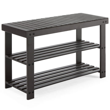 Wooden Shoe Rack Bench with Storage, 3-Tier Bamboo Entryway Benches, Shoe Rack Holds Up to 286 lb Storage Organizer