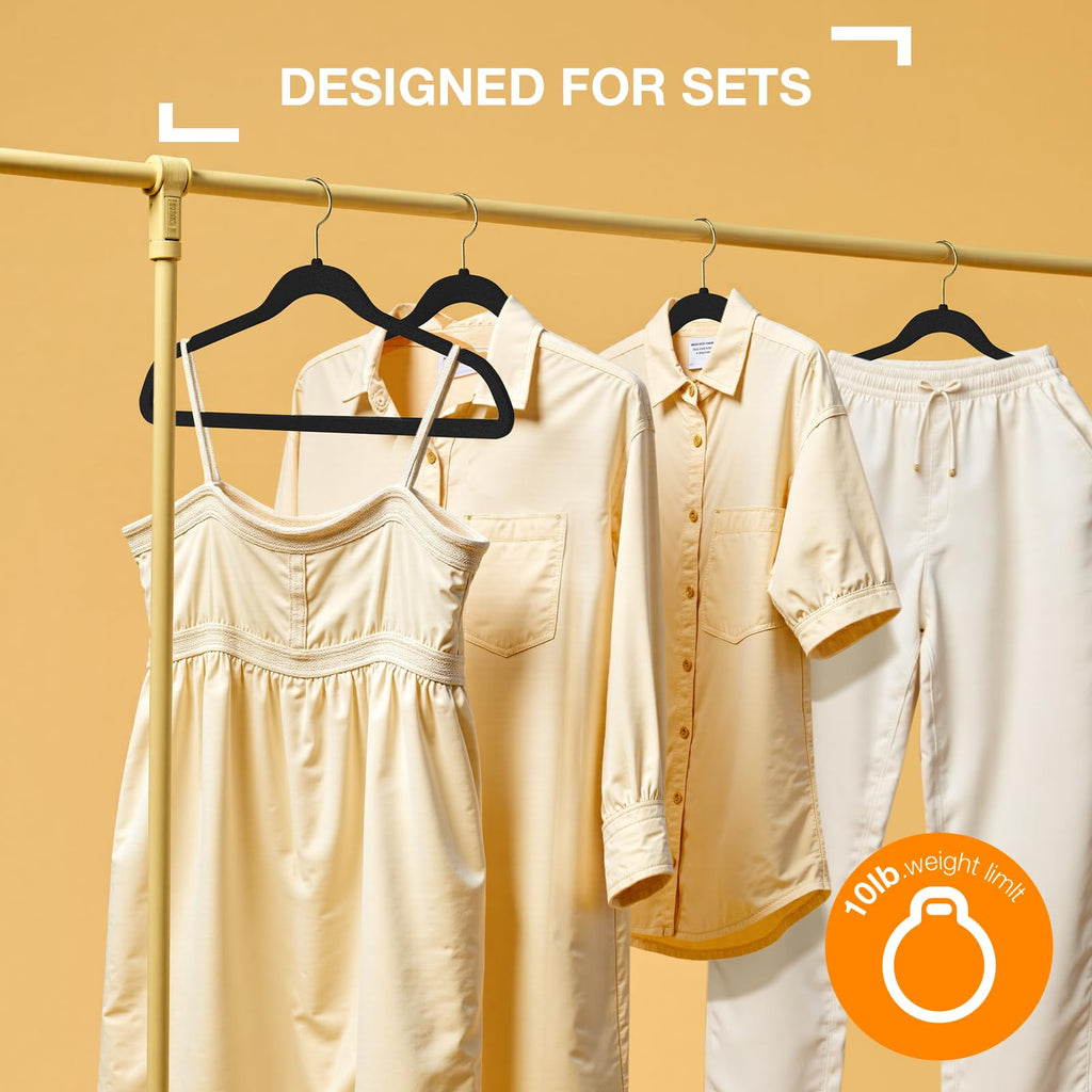 Velvet Hangers 100 Pack, Felt Hangers with Gold 360 Swivel Hook, Coat Hanger Non Slip, Heavy-Duty, Space Saving, Slim