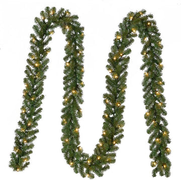 Holiday 18 ft. (2 - 9 ft. Pieces) Pre-Lit Kingston Indoor/Outdoor Garland Decoration with 70 Sparkling Warm Clear