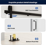 80" x 84" Bifold Sliding Barn Door, 1 Lites Tempered Frosted Glass Panel with Sliding Hardware Kit S