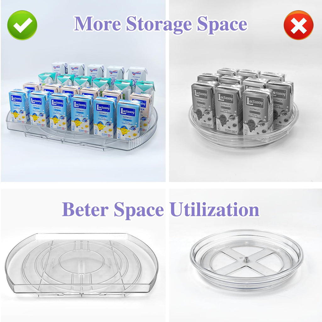 360° Rotating Lazy Susan Turntable - Multifunctional Rectangular Organizer 16.5" x 11.1" for Refrigerator, Cabinet