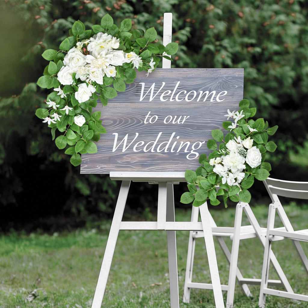 White Artificial Flowers for Wedding Arch Set of 2