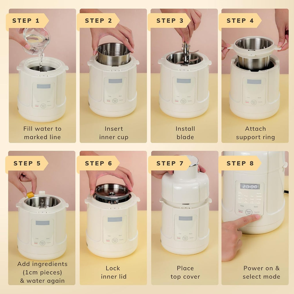 Stainless Steel Baby Food Maker Steamer, Blender, Strainer & 2 Jars