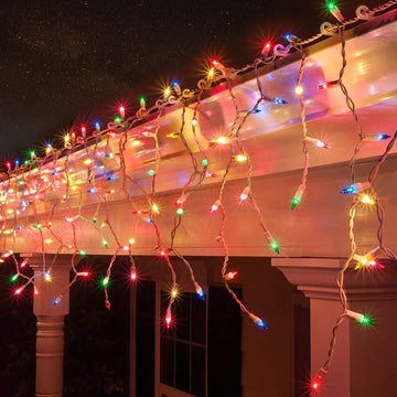 Christmas Icicle Lights, 35Ft 300 Count Incandescent, Multicolor