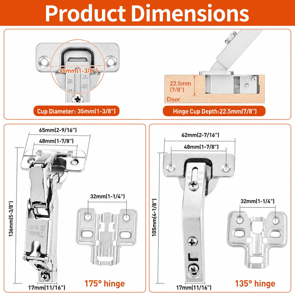 Complete Lazy Susan Hinge Kit, 2 Pair 175 & 135 Degree Hinge