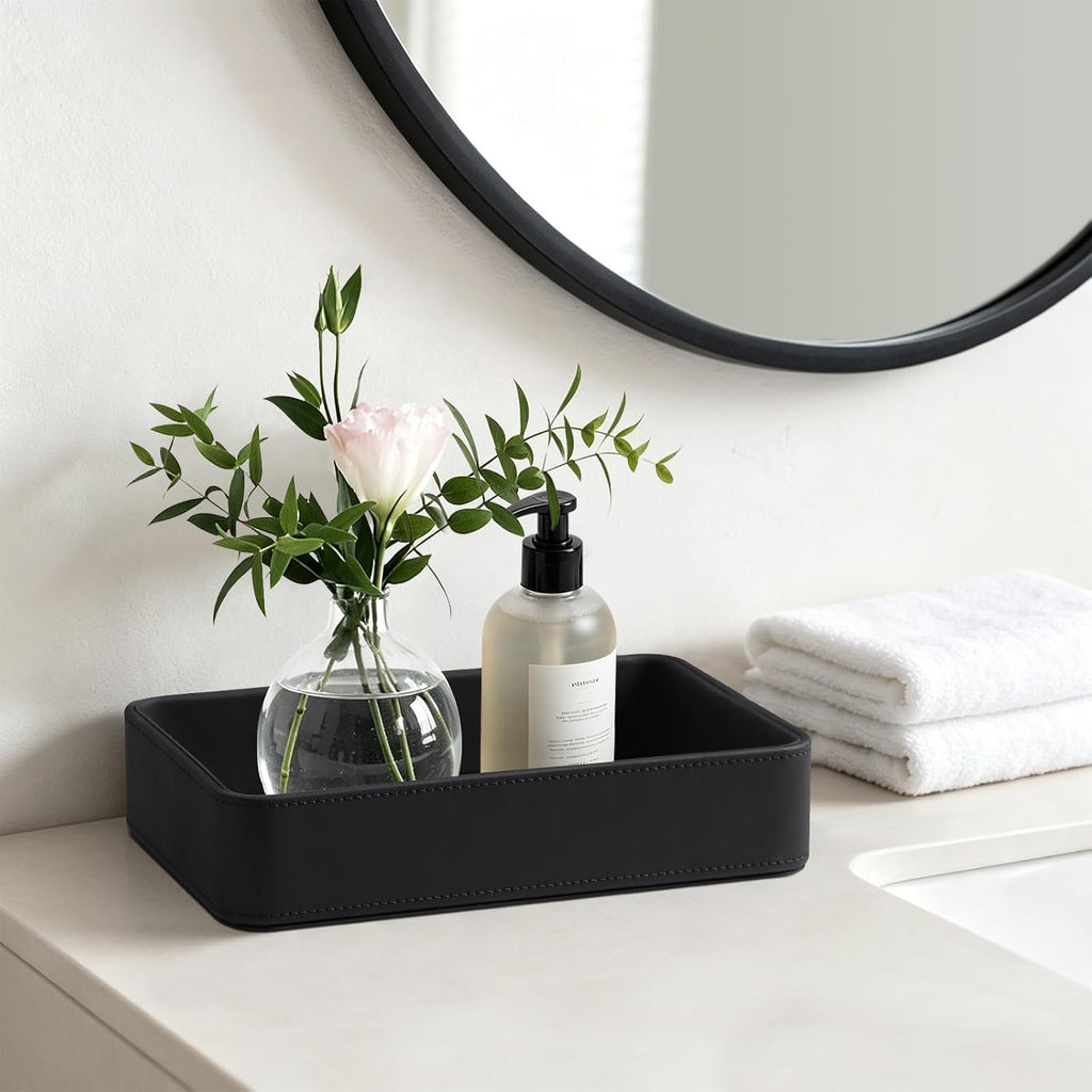 Valet Tray for Men, PU Leather Catchall Tray Nightstand Organizer
