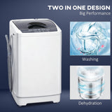 Portable Washing Machine, 1.3 Cu. Ft. Compact Washer with 8 Programs, 6 Water Levels, LED Display, Child Lock, Drain