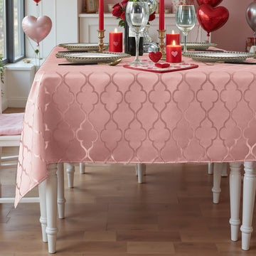 Pink Tablecloth Rectangle Jacquard, 60" x 102" Table Cloth
