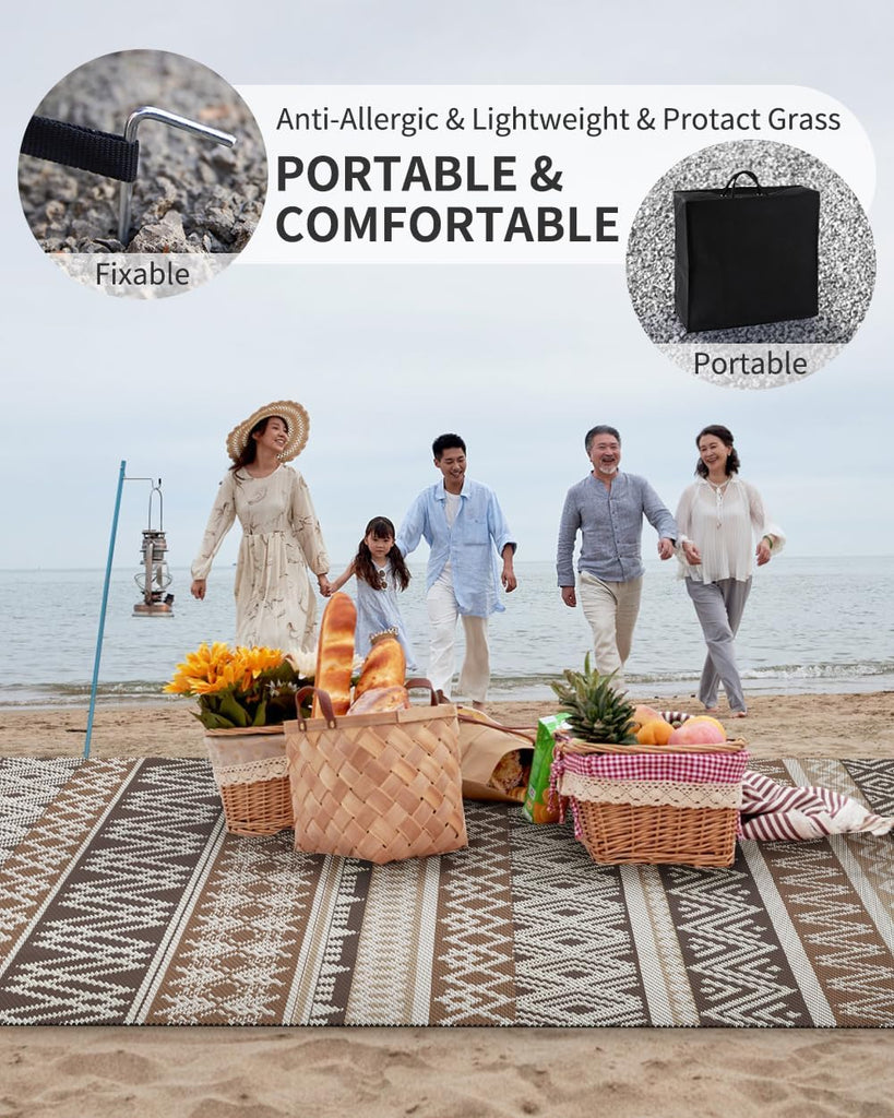 Outdoor Rug Carpet Waterproof-Patio Rug Mat Reversible RV Outdoor Camping Rugs Picnic Beach Mats Plastic Straw
