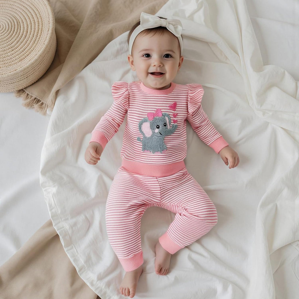 Newborn Toddler Baby Girl Outfit Ruffle Shirt and Pants Clothes
