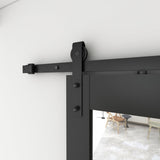 36 in. x 84 in. Mirrored Glass Black MDF Interior Sliding Barn Door with Hardware Kit and Door Handl