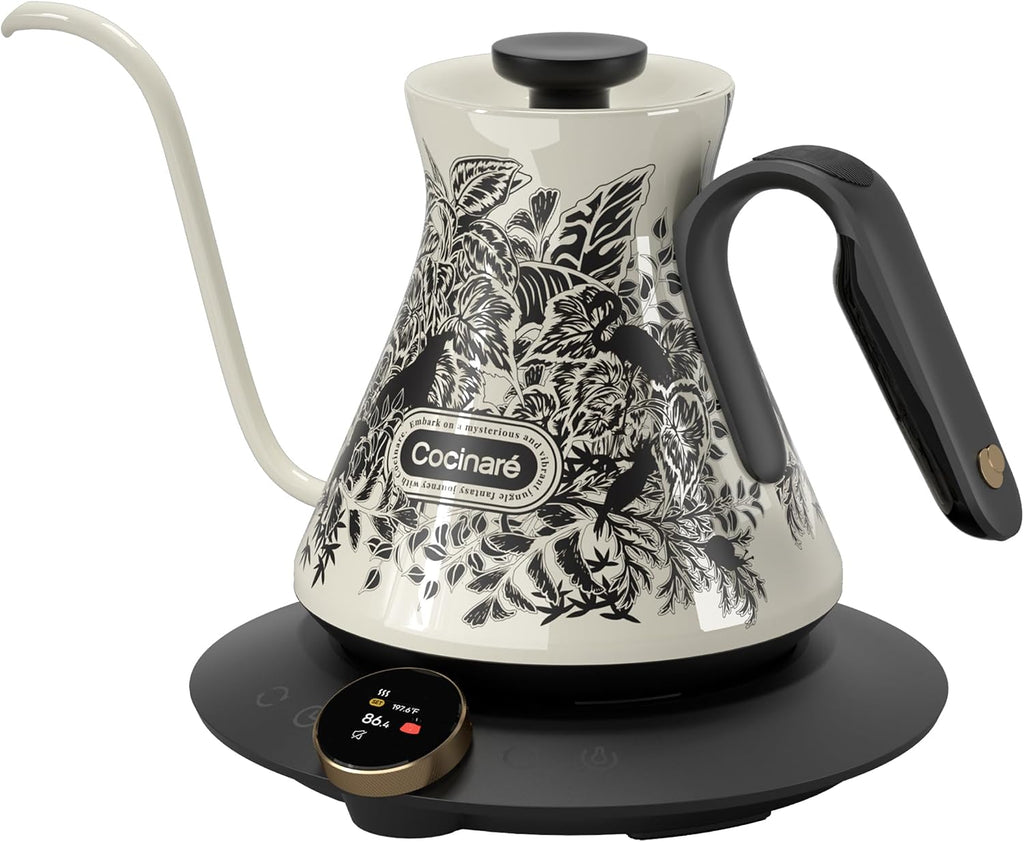 Gooseneck Electric Kettle, ±0.5°F Precise Temperature Control, 1500W Fast Heating, Pour-Over Coffee & Tea, Stainless