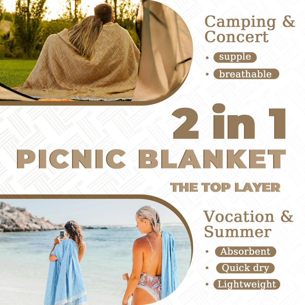 2 in 1 Extra Large 80"* 80" Rug Picnic Blankets Waterproof Outdoor Beach Blanket Foldable Camping Mat Supplies Europe