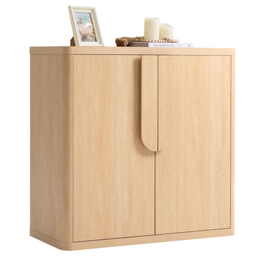 31.14'' Sideboard Buffet Cabinet W/Storage, Modern Accent Cabinets W/Curved Handles & Adjustable Shelves, 2 Doors