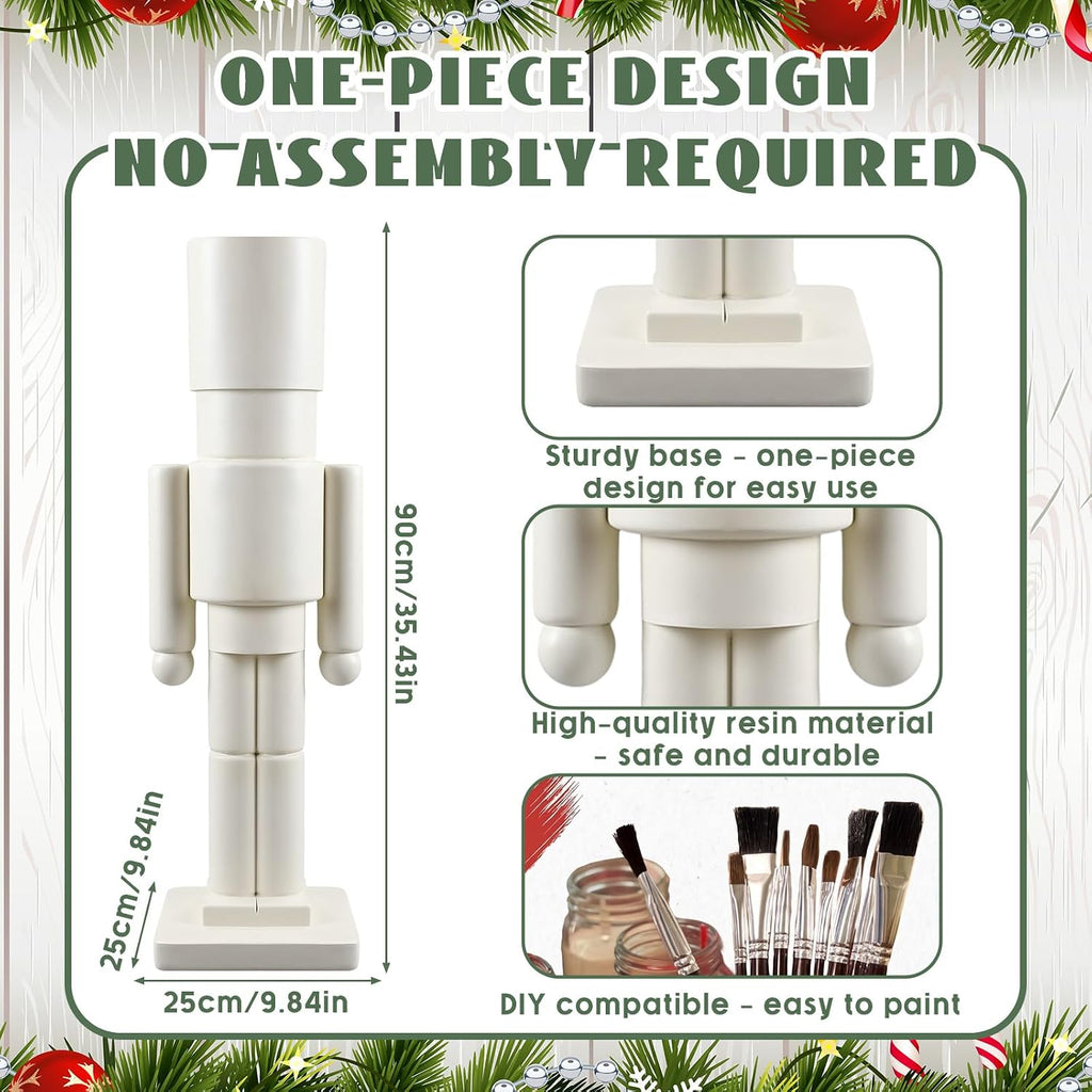 3 ft Tall Christmas Nutcracker Life Size White Resin Soldier Statue