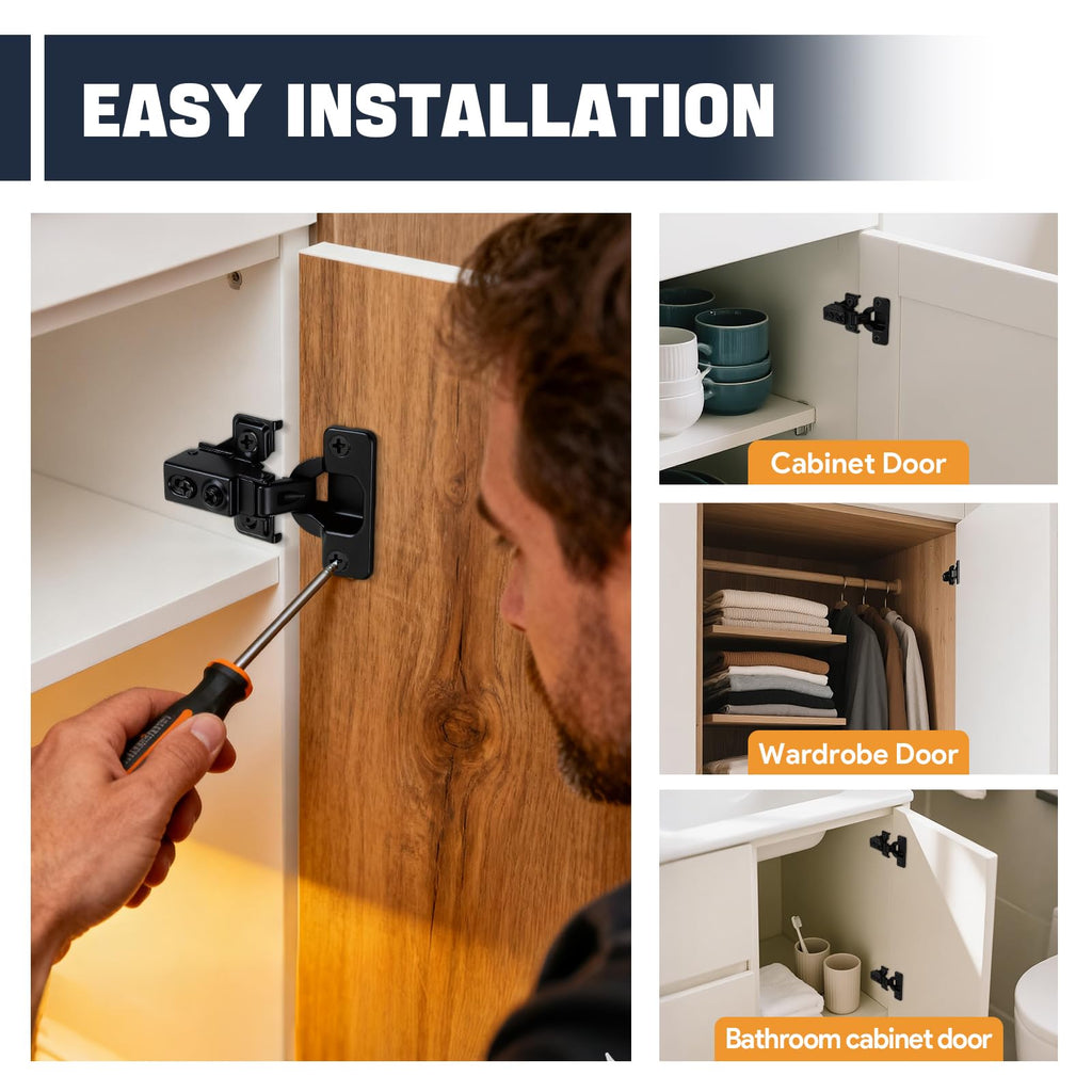 20 Pack (10 Pair) Soft Close Cabinet Hinges, 1/2 Overlay Soft Close Hinges Cabinet, Stainless Steel, Built-in Damper