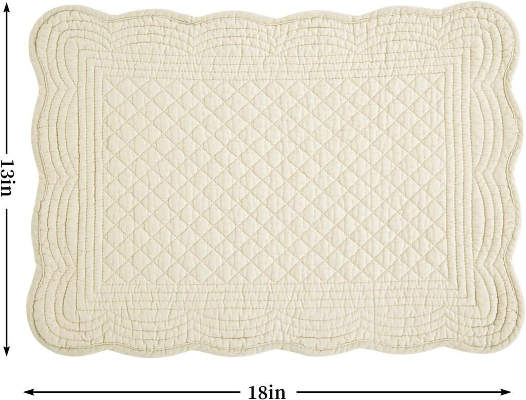 Quilted Placemats Washable-13x18 inches Rectangular Placemats Table-100% Cotton Fabric Rectangular Table - Set of 6