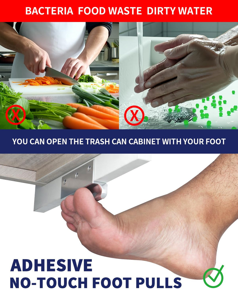 Under Cabinet Foot Pull 4" Silver Stick on Cabinet Handles 2 Pack