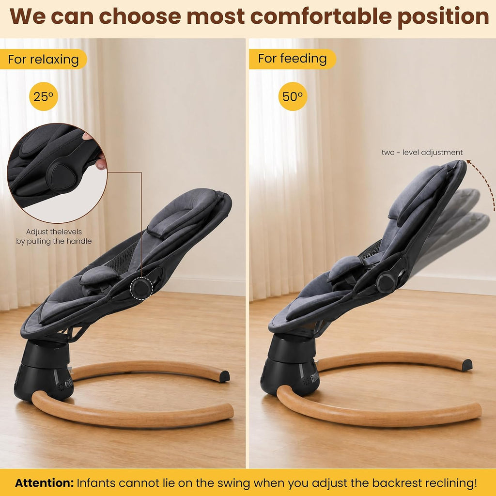 Black Smart Electric Baby Swing for Infants with 10 Preset Melodies