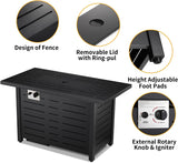 Fire Pit Propane Gas FirePit Table 43" Outdoor Fire Pit Rectangular Tabletop with Lid, Rain Cover, for Outside Garden Backyard Deck Patio - Image 8