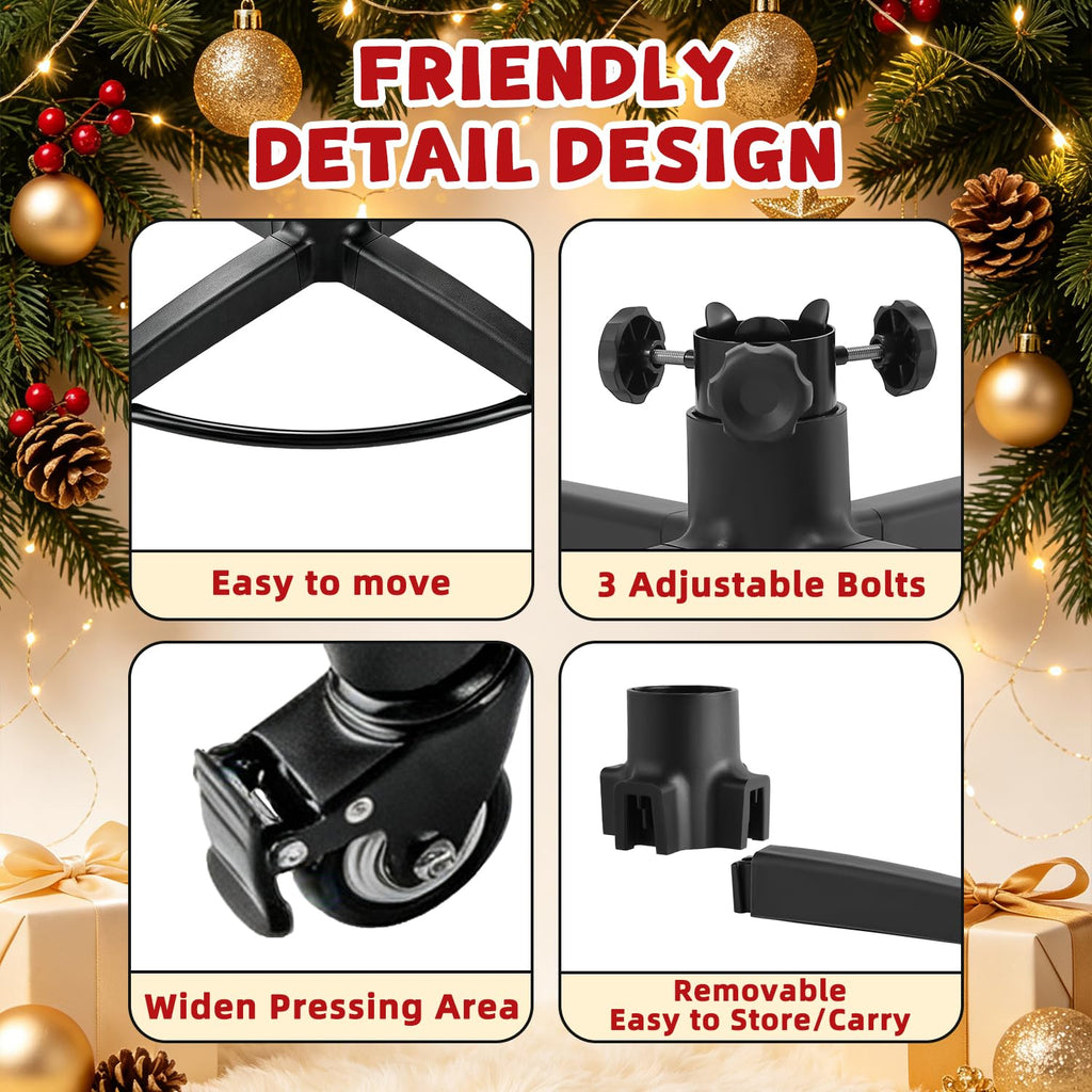 Rolling Christmas Tree Stand with Pull Pod for Up to 9Ft Artificial Tree