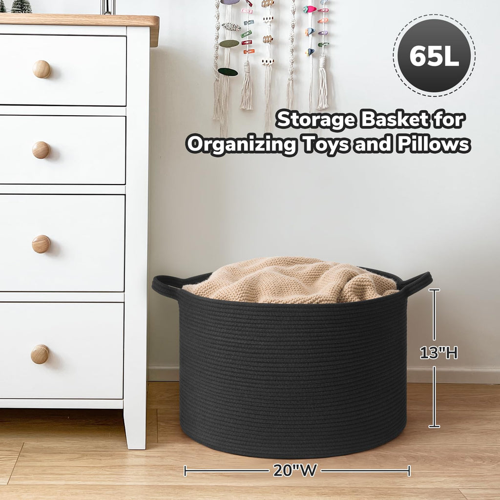 Large Woven Dirty Clothes Basket, 65L