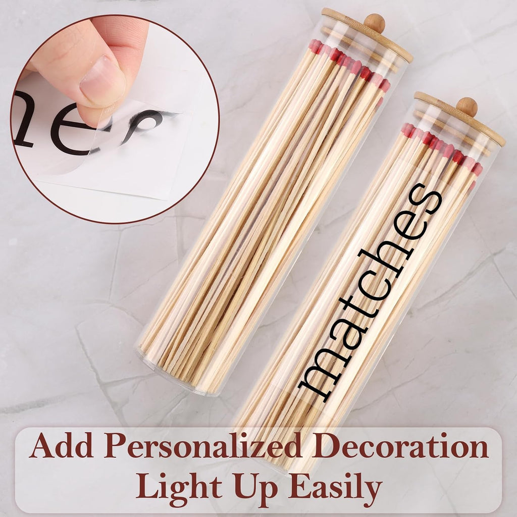 Acrylic 11 inch Long Matches Holder with Lid Sticker Farmhouse Match Holder for Fireplace Farmhouse Decor (No Include