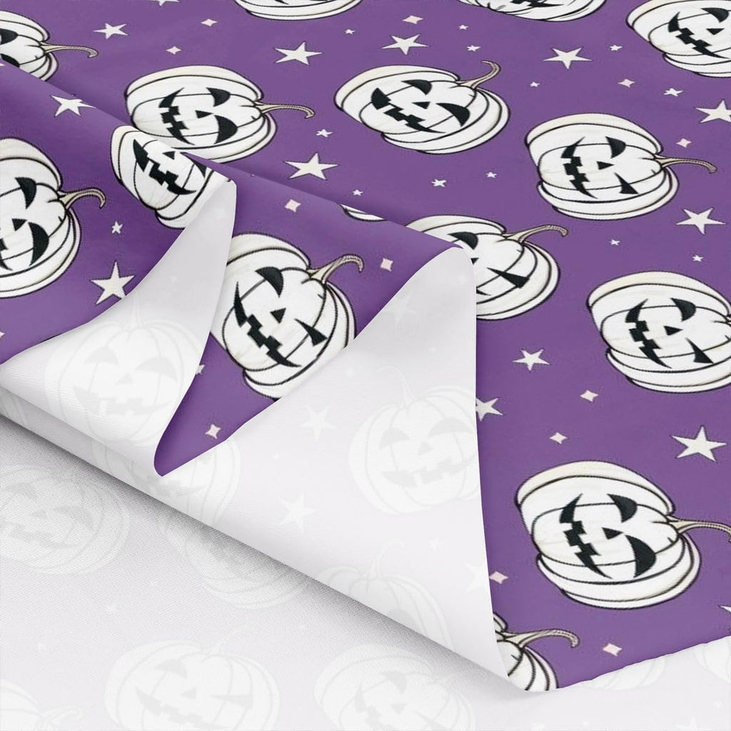 Happy Halloween Fabric by The Yard, Cute Pumpkin Lanterns Soft Polyester No Stretch Fabric, Stars Dots Sketch