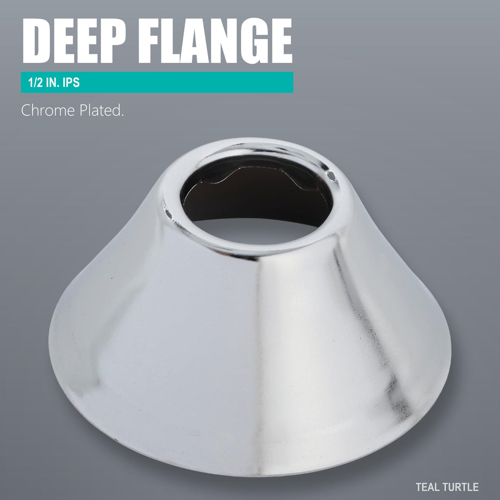 1/2 Inch IPS Chrome Plated Bell Flange, 2 Pack