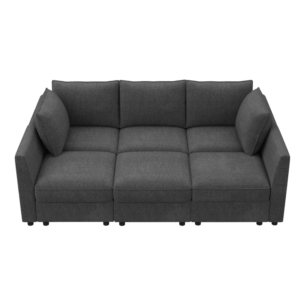 Modular Sofa Sectional Sleeper Couch with Storage Modular Couch Convertible Couches - Snowflake Velvet Grey