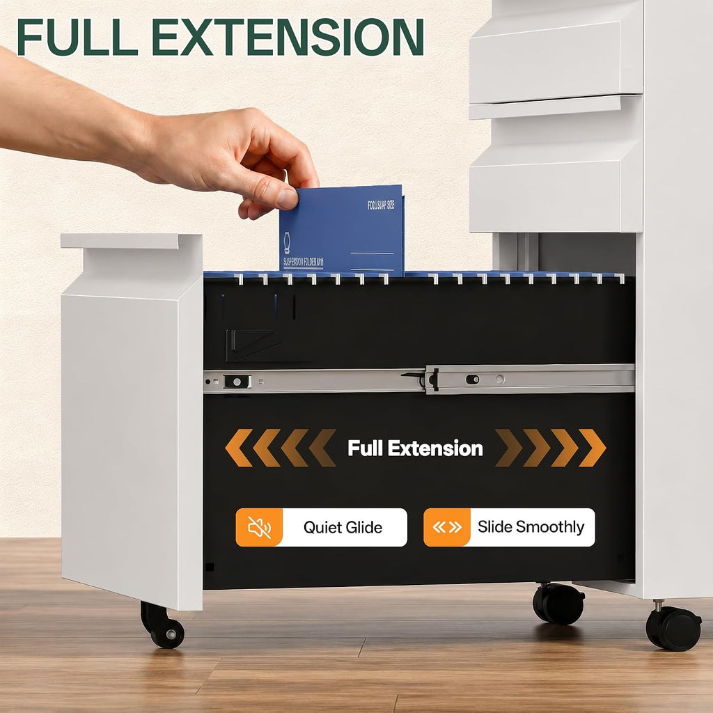 3 Drawer Mobile File Cabinet with Lock, Fully Assembled | Under Desk Metal Filing Cabinet Organization, Fits