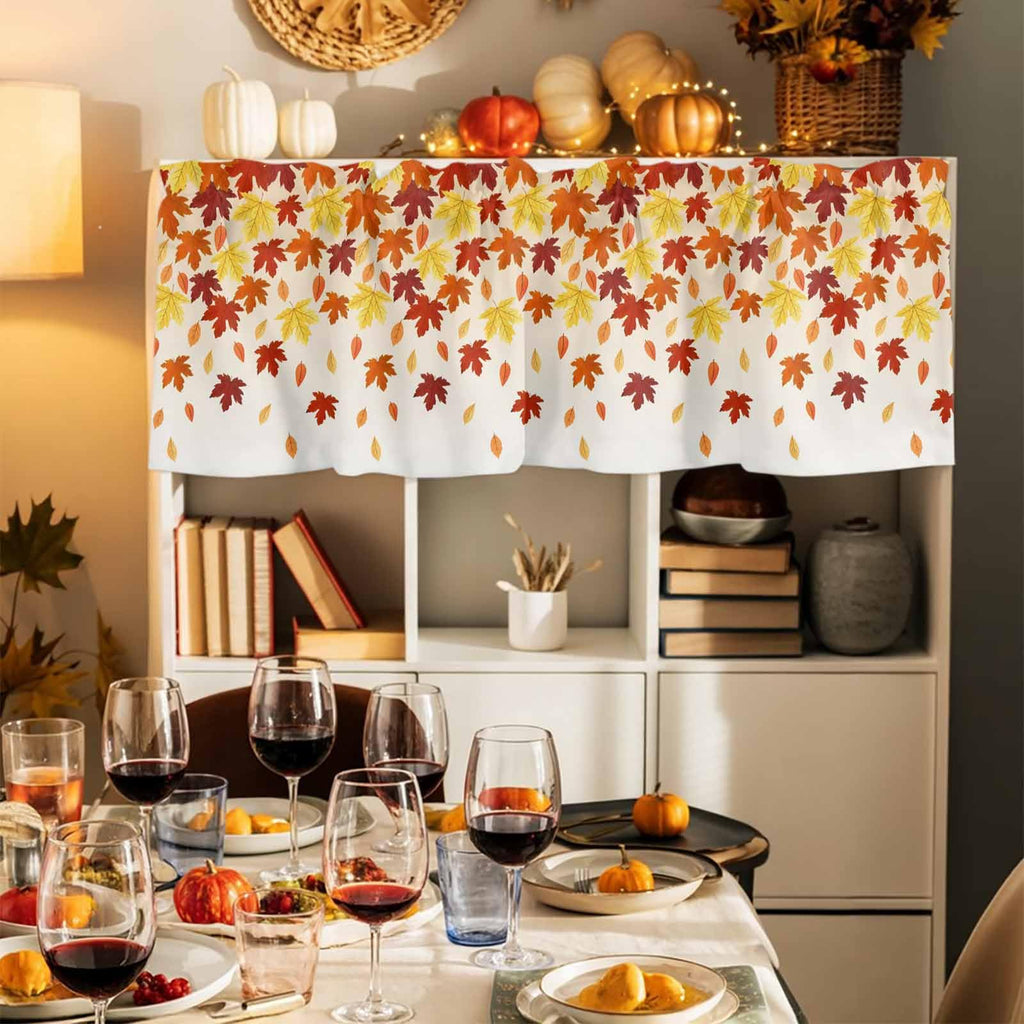 Fall Valance for Windows Maple Leaves Curtains Valances Thanksgiving Rod Pocket Valance Window Treatments Harvest