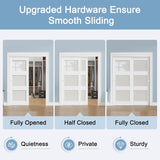 Paintable Sliding Closet Doors, 96" x 80" Bypass Slidng Door Panels with Hardware Kit, 3-Lite Froste