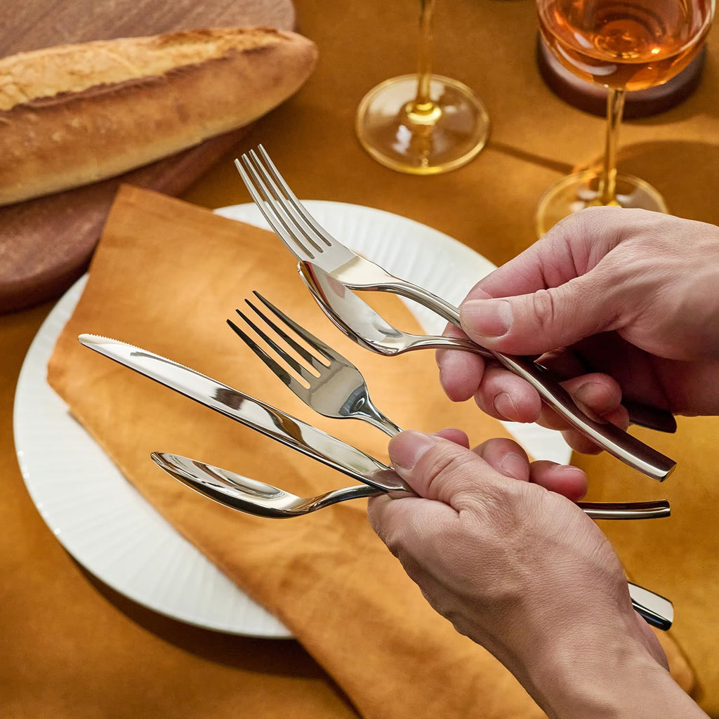 Flatware Set for 6, 30-Piece Stainless Steel Utensil Set with Forks, Knives, Spoons, Dishwasher Safe Silverware Set