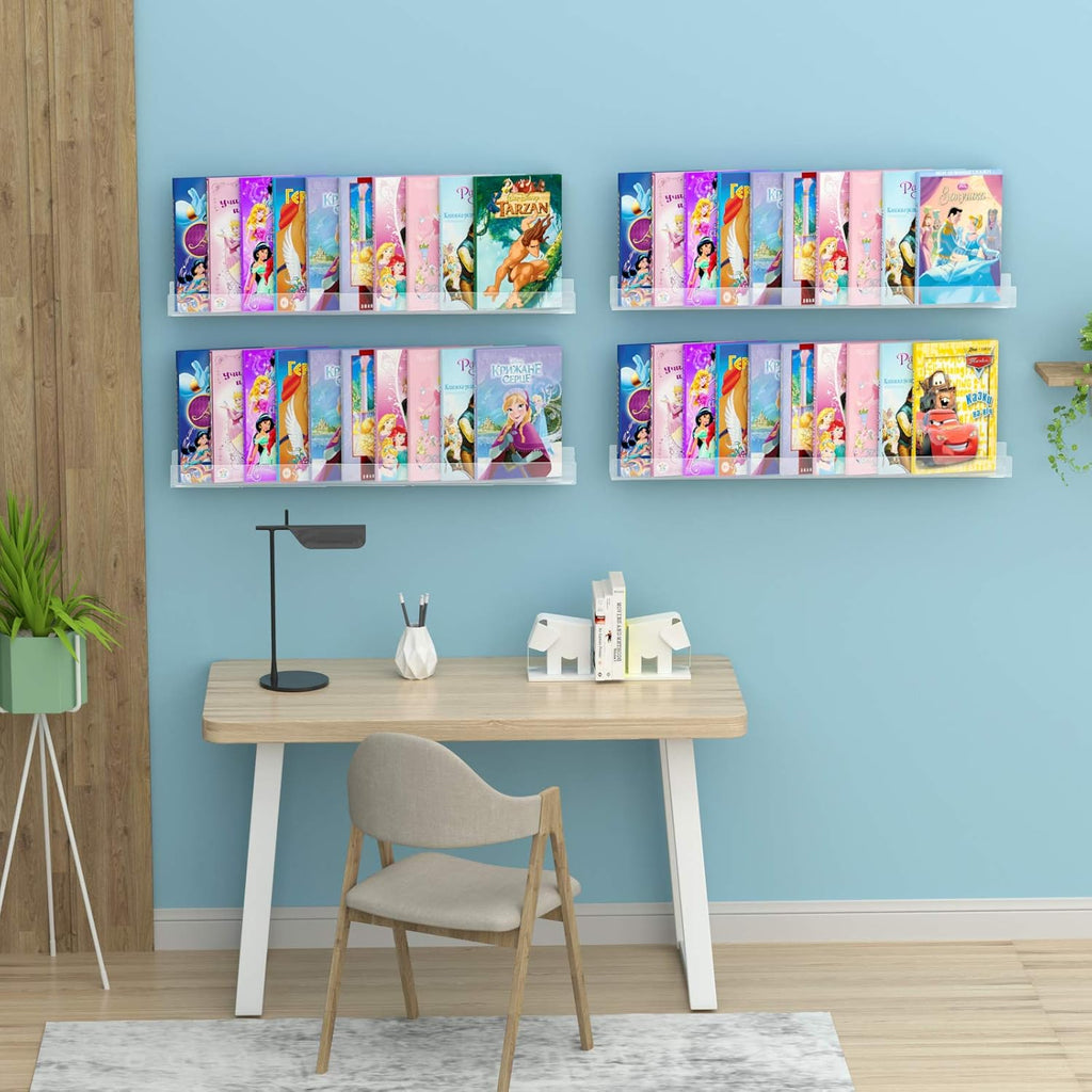 36" Acrylic Floating Nursery Kids Bookshelf Wall Shelf 4 Packs
