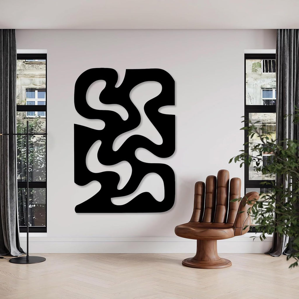 Modern Abstract Wall Art, Vertical Curved Metal Wall Decor, Modern Geometric Wall Hanging, Contemporary Artwork