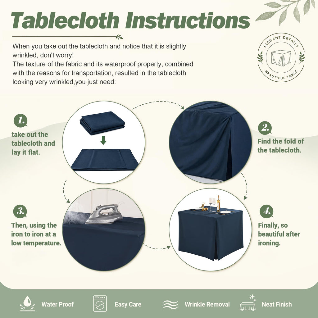 1 Pack Navy Blue Square Tablecloth for 34x34 Inch Card Table Cover Waterproof Oil-Proof Spill-Proof Polyester Square